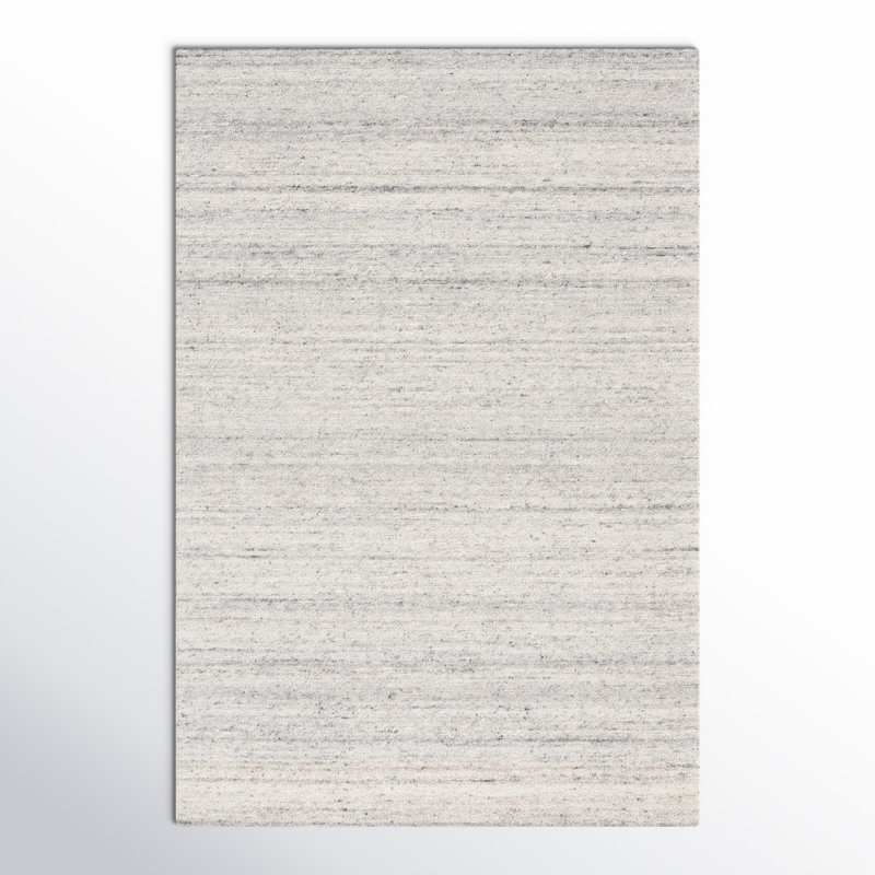 Ronna Lanny Striped Hand Woven Flatweave Wool/Cotton Area Rug in Gray, Rectangle 4' x 6'