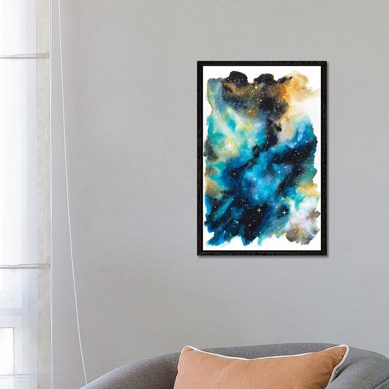 Space Study 1 Piece Painting on Canvas, 66.04 cm H x 45.72 cm W, Black Framed