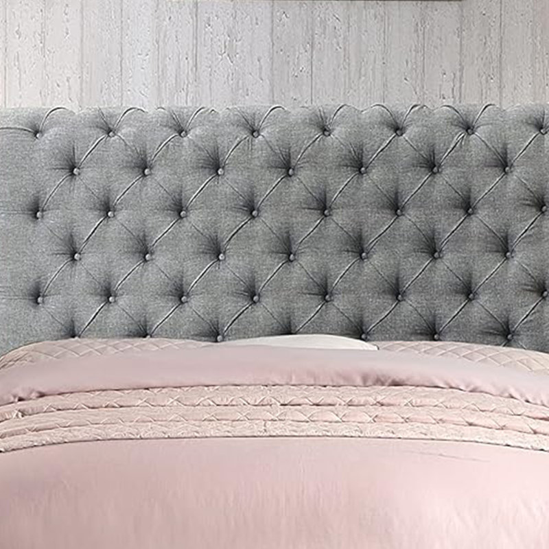Lit tapissier en tissu, base de lit à hauteur réglable capitonnée, Très grand lit, Gris