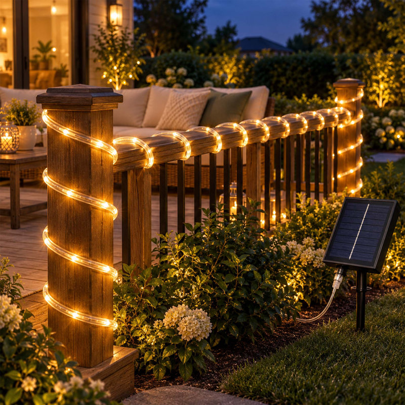 Guirlande lumineuse solaire de 20 mètres, tubes DEL connectables avec télécommande et double chargeur