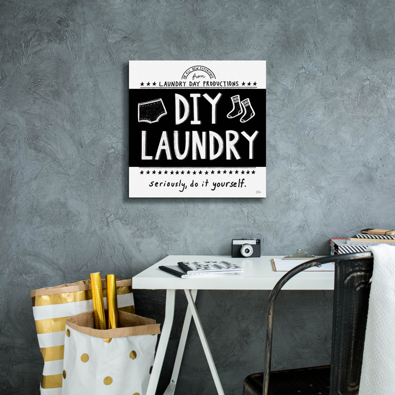 Art mural en toile Diy Laundry Bw 'par Melissa Averinos, 18 po x 18 po