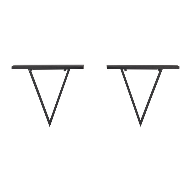 Clydean Floating Reversible Triangle Wall Shelves, Black