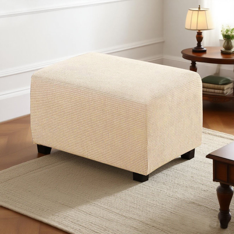 Couvre-pieds extensibles en jacquard à carreaux lavables à la machine et lavables à la machine avec protège-repose-pieds élastique