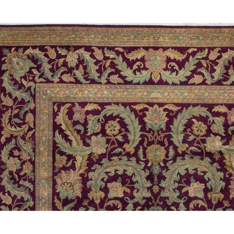 Tapis rouge et brun noué à la main de haute qualité