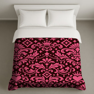 Housses de couette à motif damassé rose