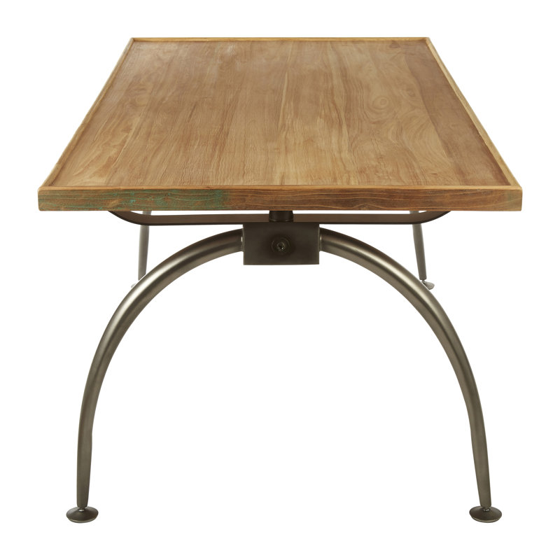 Coffin Solid Wood Top Metal Base Dining Table