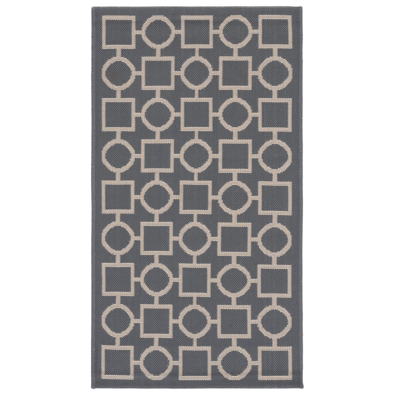Arneshia Geometric Gray/Beige Area Rug, Rectangle 2' x 3'7"