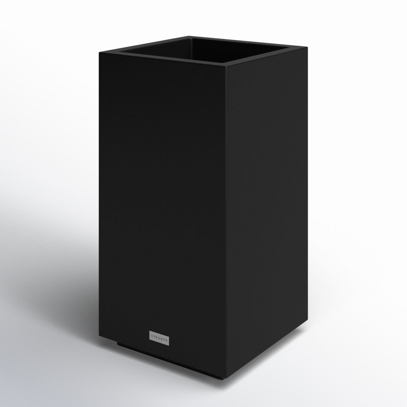 Block Series Pedestal Planter, 26” H x 13.5” W x 13.5” D, Black