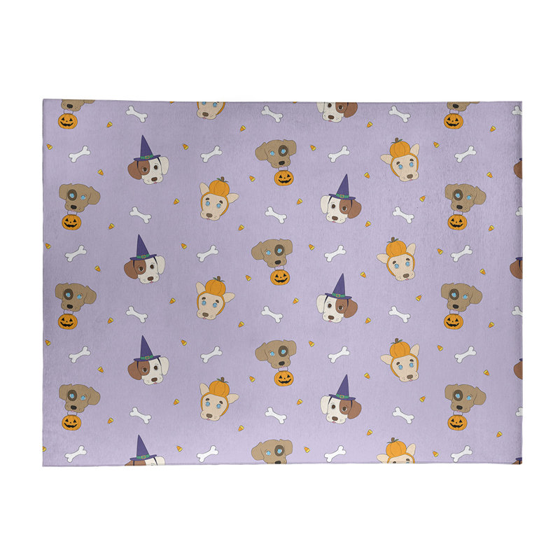 Tapis mauve/orange/brun fait main, Rectangle 5 pi x 7 pi