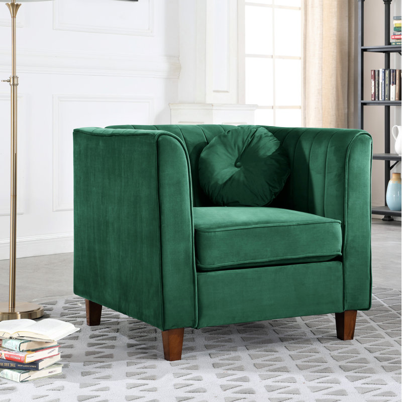 Berton Velvet Armchair, Green 