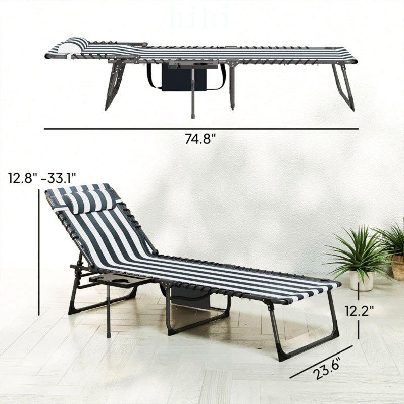 Fauteuil de bronzage élégant, chaise longue pliante d'extérieur avec dossier réglable à 5 niveaux et tissu Oxford 600D confortable