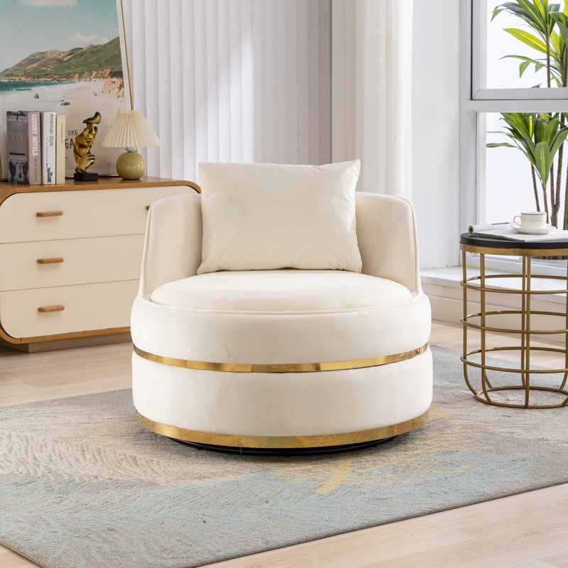 Fauteuil d'appoint en velours surdimensionné 360 degrés, Beige