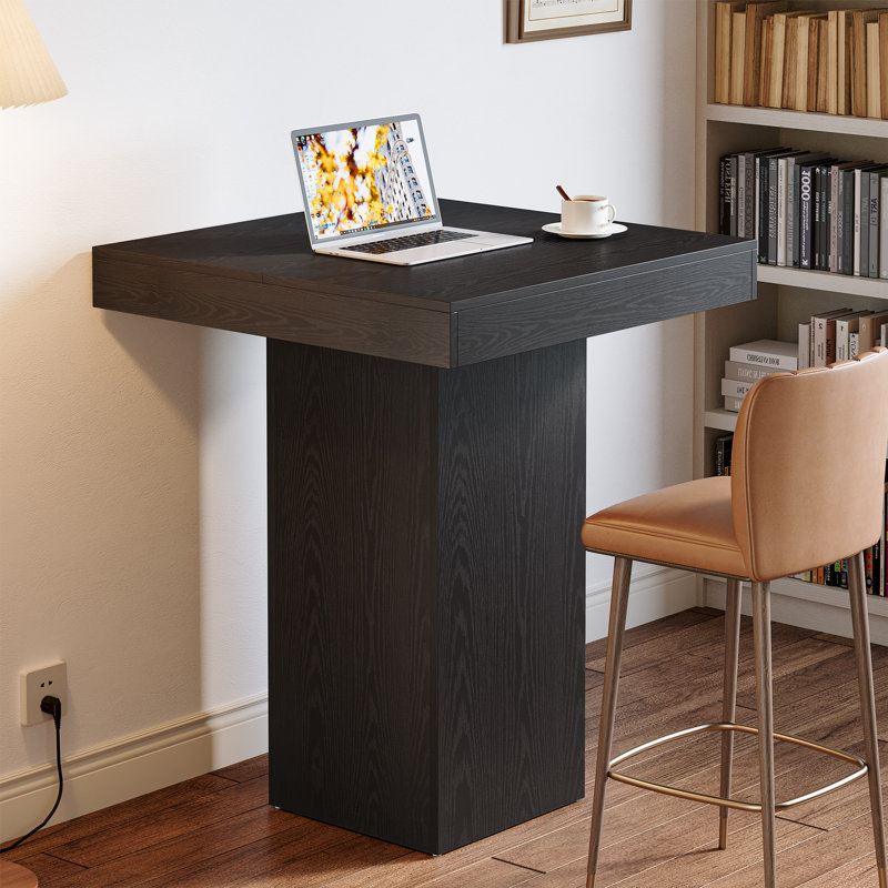 39.4" Tall Square Dining Table, Modern Counter Height Bar Table Pub Cocktail Table for Dining Room, Tavern, Coffee Corner, Party