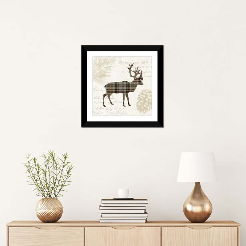 « écossais pose, brun clair i », impression sur toile, Papier d'art encadré noir, Blanc, H 16 po x l 16 po x P 1 po