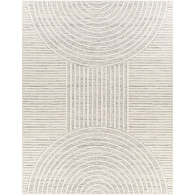Aine Abstract Machine Woven Cream Area Rug