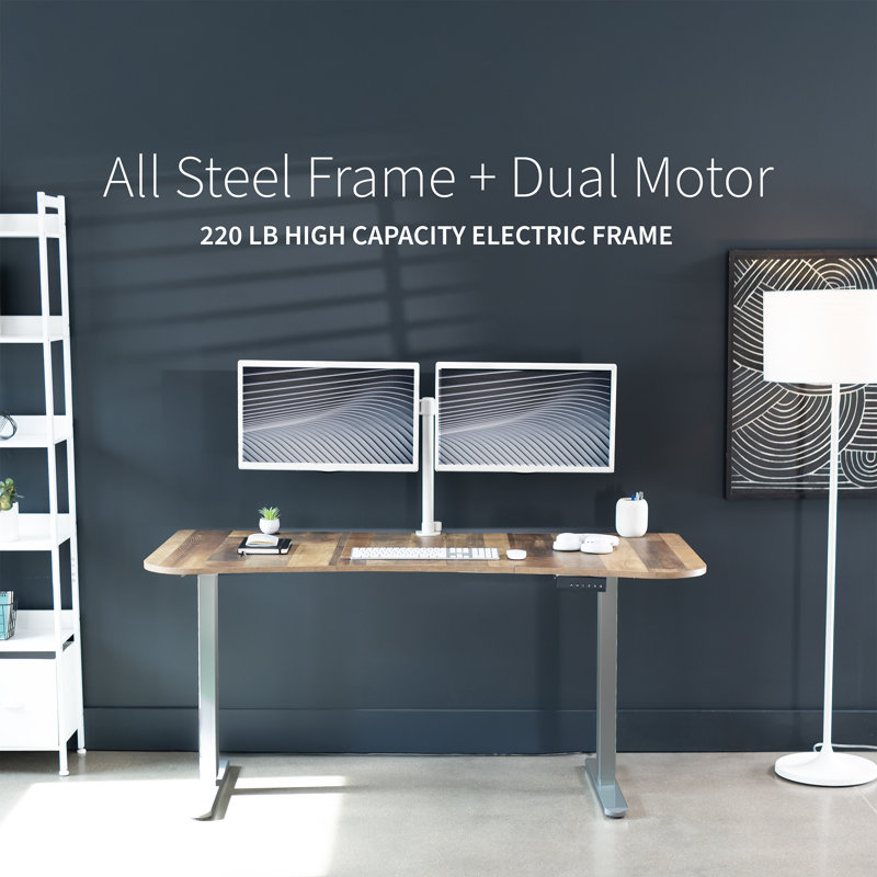Bureau debout électrique 63 "x 32" VIVO, série E2B1B, Bois récupéré / gris