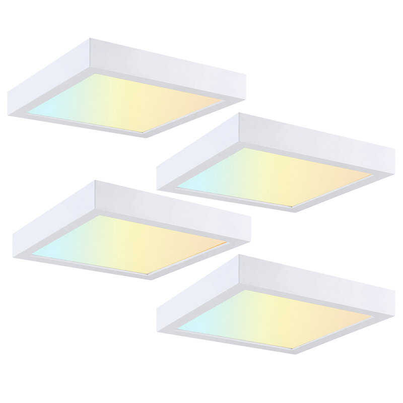 9 in. Square Color Selectable Integrated LED Flush Mount Downlight, White
