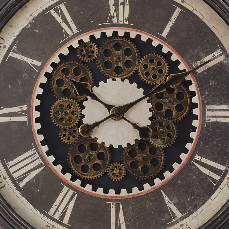 Horloge murale Hez Classic, mécanisme de déplacement, brun foncé de 23 pouces