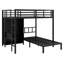 Lit superposé en métal avec bureau pliant, garde-robe à DEL