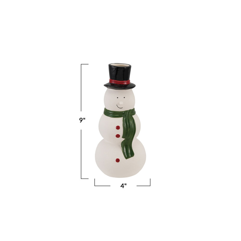 Whimsical Stoneware Snowman Vase