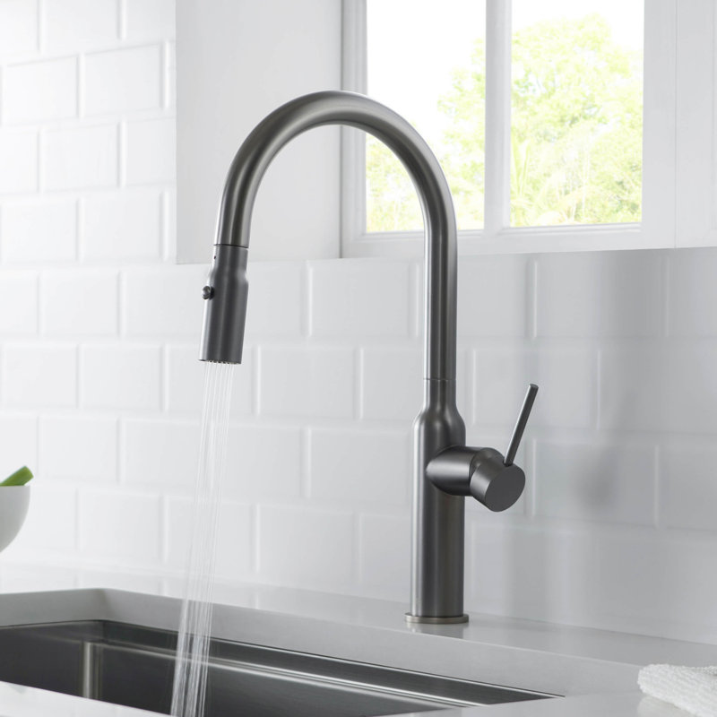 KIBI Hilo Pull Down Kitchen Faucet, Titanium, Without Soap Dispenser