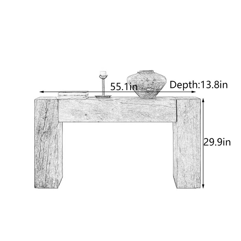 Wabi-Sabi Style   Solid Wood Entry Console, 29.9" H x 55.1" W x 13.8" D