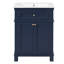 Meuble-lavabo de salle de bain rétro 24 po avec lavabo en céramique bleu, portes à fermeture douce et tablette réglable