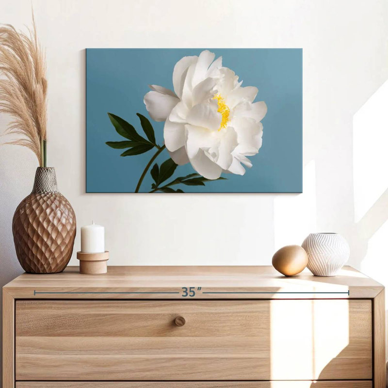 Harnek White Peony Flower, 34" H x 51" W