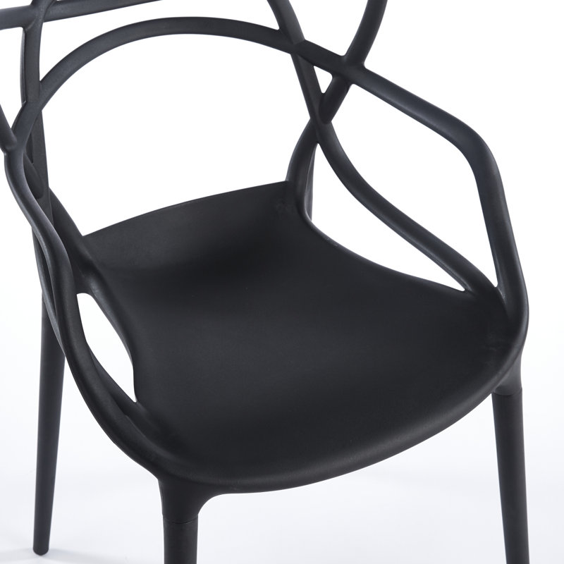 Chaises de salle à manger en plastique avec design moderne, ensemble de 4, Noir