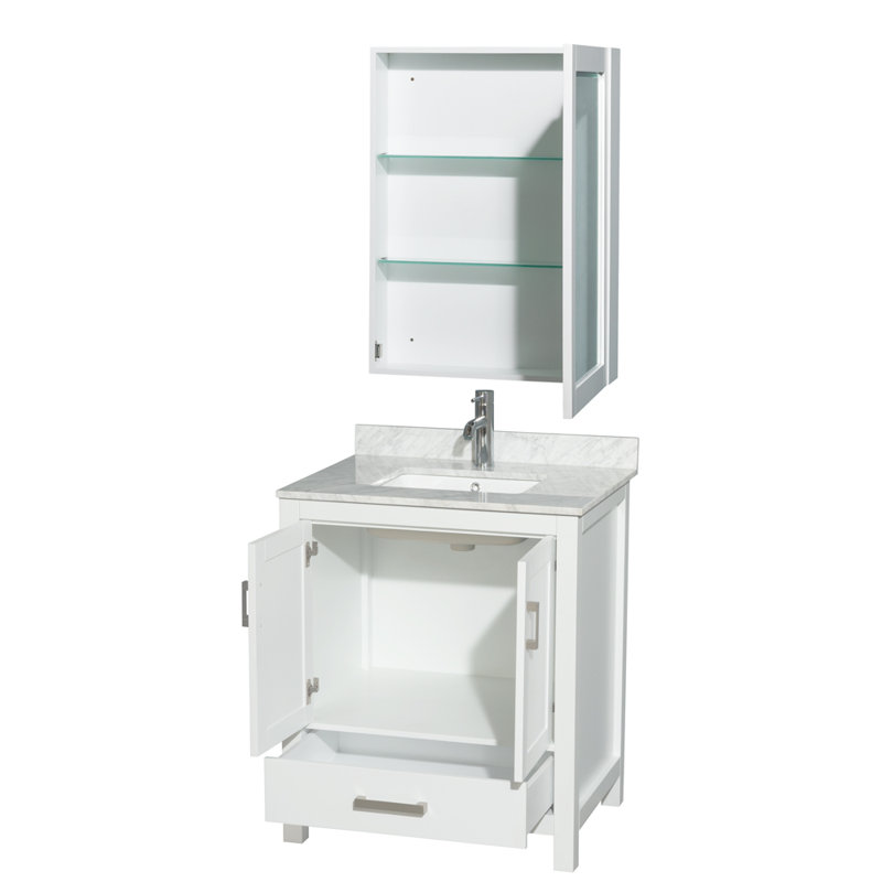 Sheffield 30" Single Bathroom Vanity Set with Mirror, Gray, Single-Hole, Rectangular