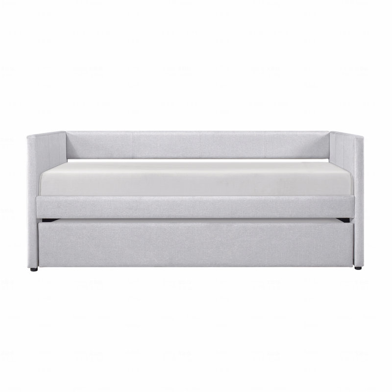 1Pc Trundle Daybed Fabric Upholstery Wooden Frame Modern Home Furniture, Gray