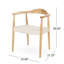 Chaise blanche avec accoudoirs en bois de frêne et corde tissée complexe, style Mid-Century, l 25,65 po x P 21,75 po, H 28,63 po, aucun assemblage requis, H 28,63 po x P 21,75 po