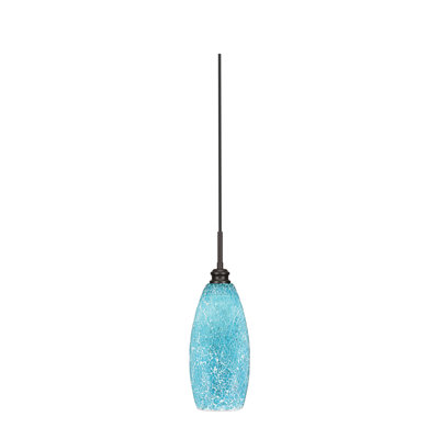 Mini-luminaire suspendu à cordon Edge avec verre fusion turquoise de 5,5 po