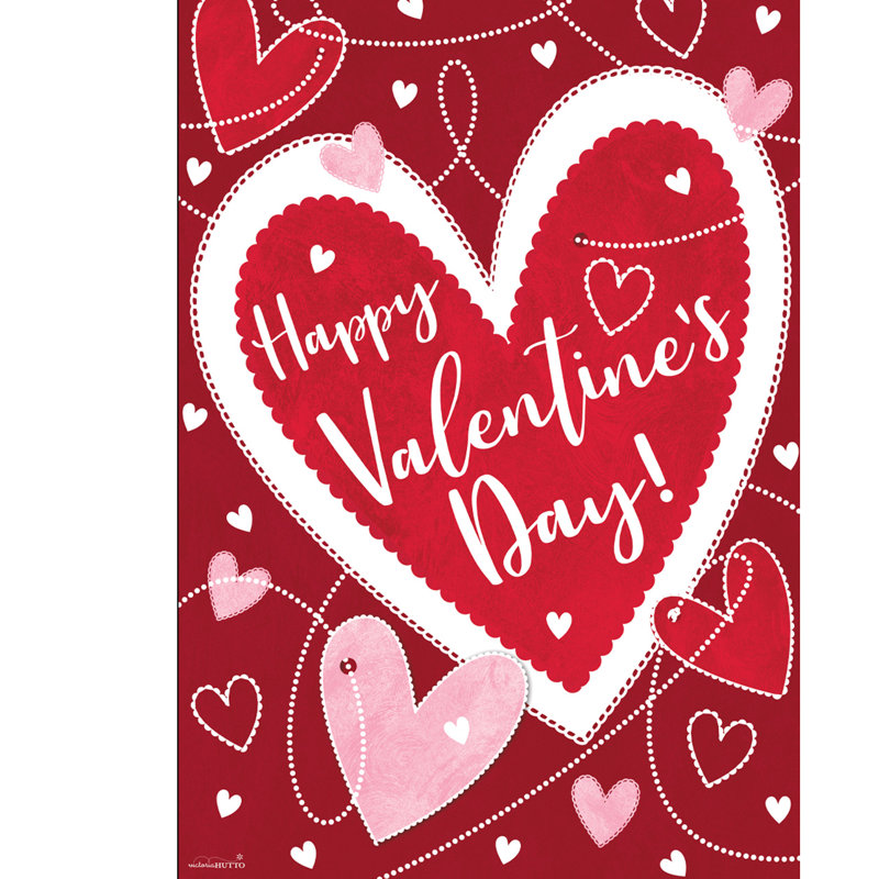 Drapeau de jardin Heart Toss, Saint-Valentin rouge/blanc/rose
