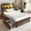 Metal Bed With Led And 2 Drawers Industrial Style-659730223