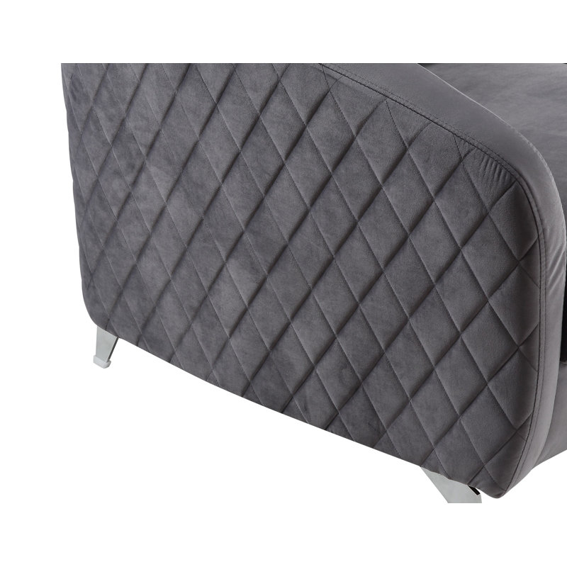 Sofia 36" Gray Velvet Modern Chic Accent Armchair, Gray