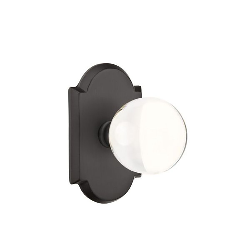 Ensemble de boutons de passage Emtek avec rosette n ° 1 et bouton en verre Bristol, Cascade bronze blanc