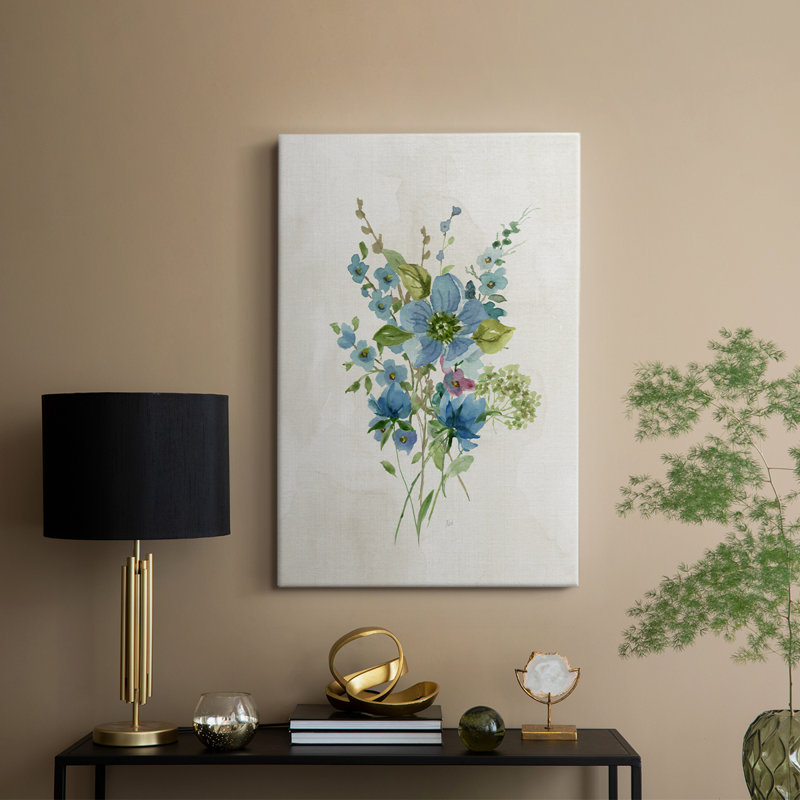 Bouquet de bleu II - Cavas enveloppés de galerie, H 27 po x l 18 po