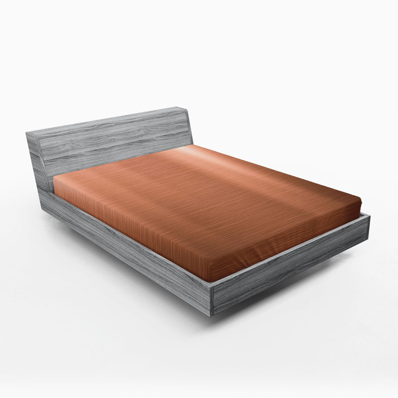Drap-housse Ambesonne, Corail pâle / ombre chocolat, Drap-housse de taille double