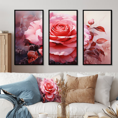 Infinite rose rose - ensemble de décorations murales spirales abstraites