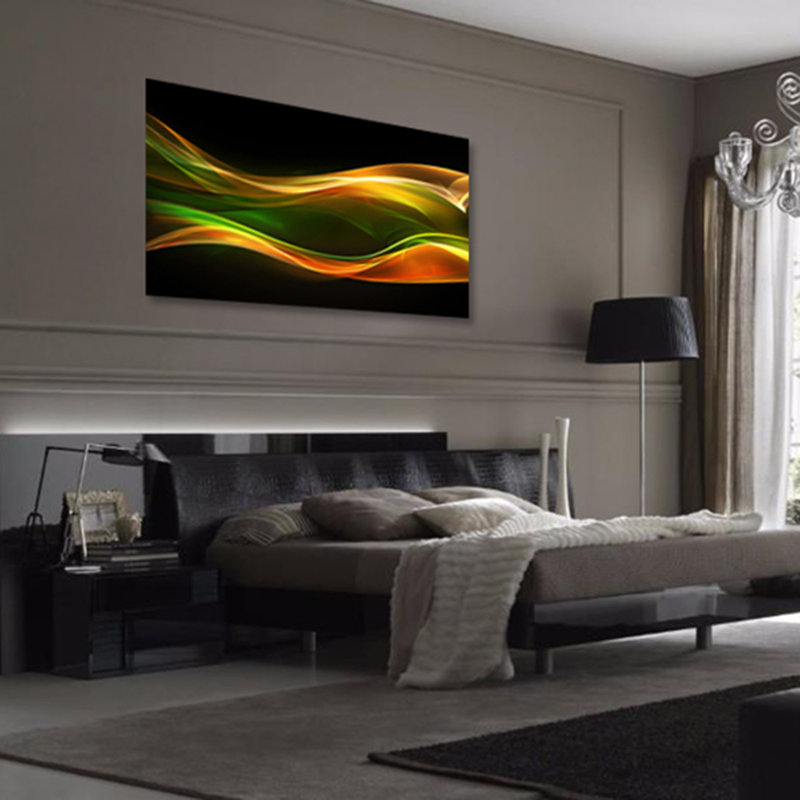 Emerald Flame Print, Aluminum, 36" H x 86" W x 2.5" D