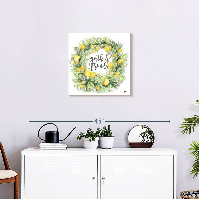 Panneau mural aquarelle, couronne de citron et amis
