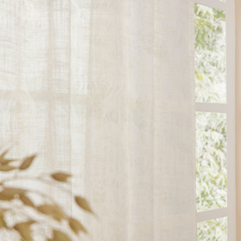 Cirrus Woven Sheer Curtain Panel, Cream, 140cm Width x 250cm Drop