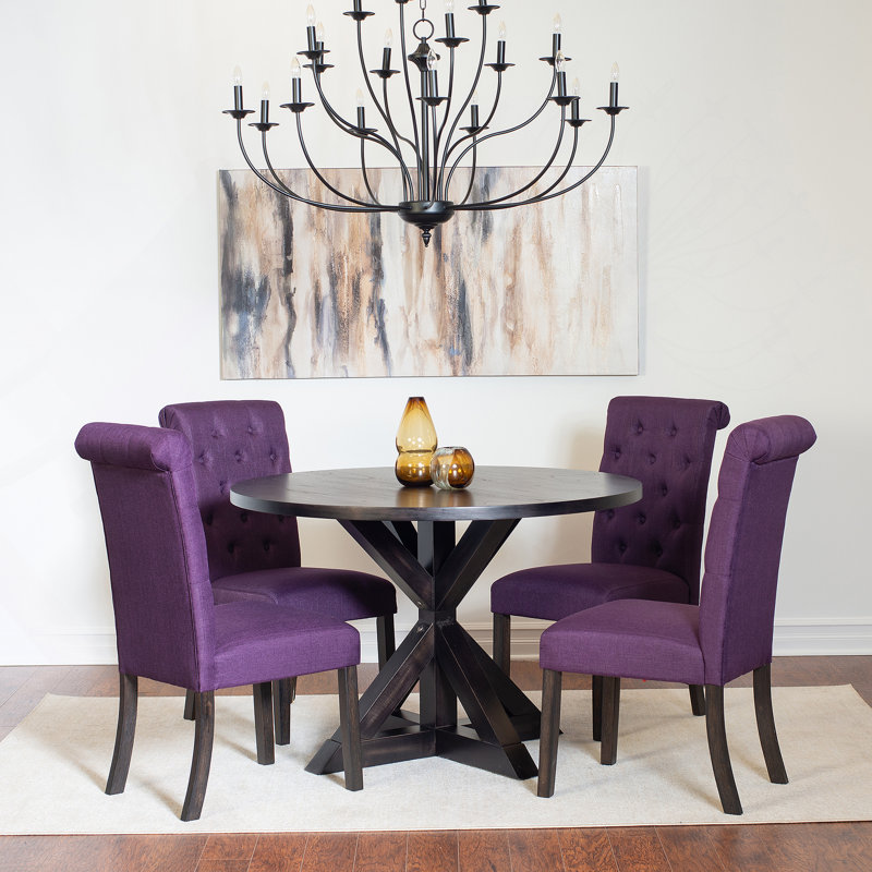 Ensemble de salle à manger 5 pièces, table à manger croisée avec 4 chaises élégantes