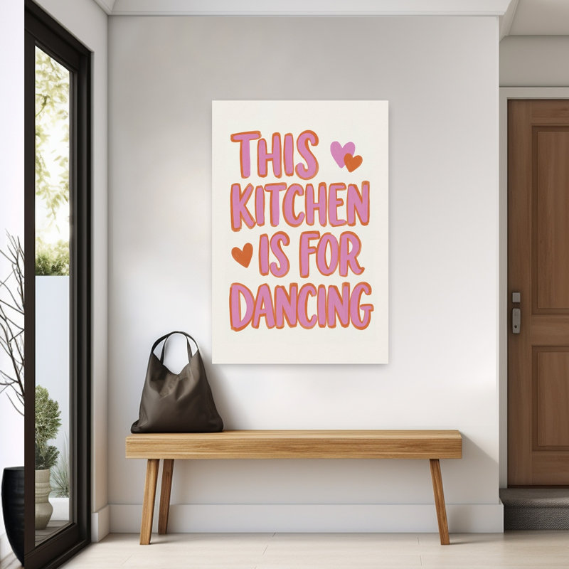 «Dancing Kitchen Heart», art mural coloré énergique et ludique, H 60 po x l 40 po