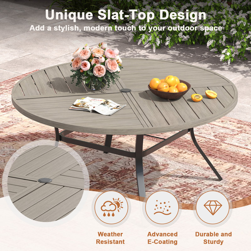 50" Round Outdoor Dining Table, Brush Wood Gray