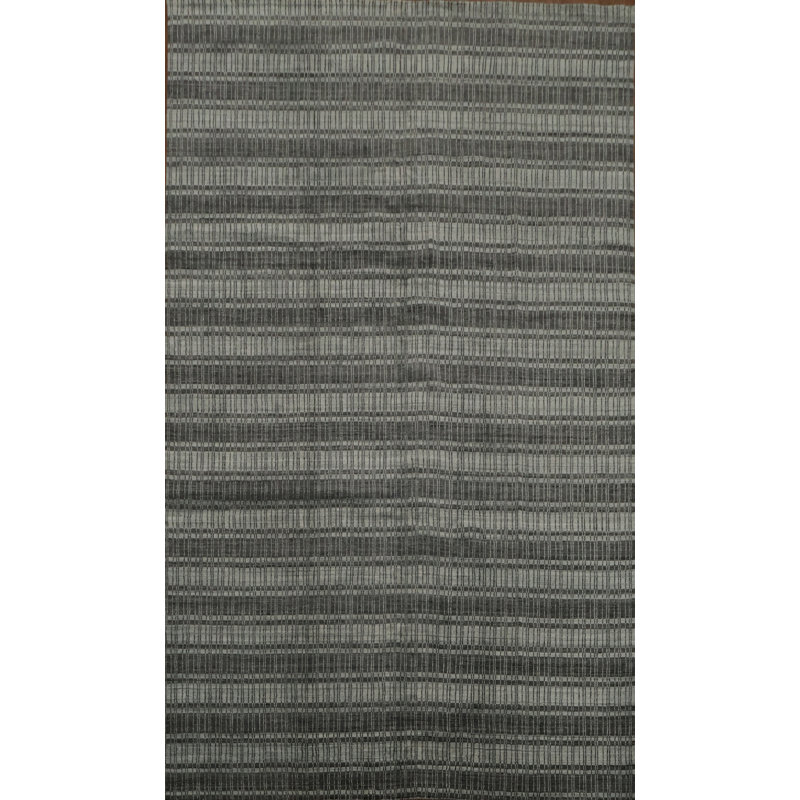 Tapis gris contemporain à rayures texturées subtiles 10 x 13