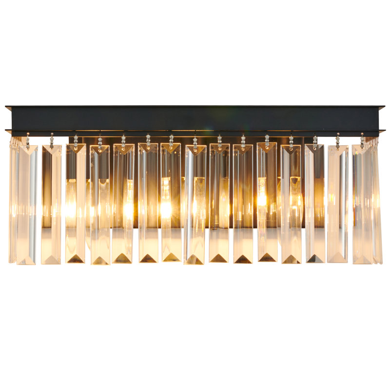 4.25"W 3-Light Modern Matte Black Vanity Light with K9 Crystal, Linear Luxury Bathroom Wall Light Fixture for Mirror, E12 Base