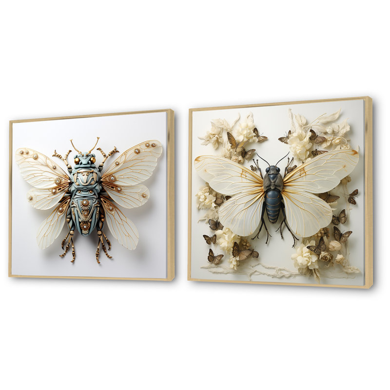 Captivating Moths Insect I - Insectes et insectes, ensemble de 2 reproductions d'art mural, Cadre flottant brun