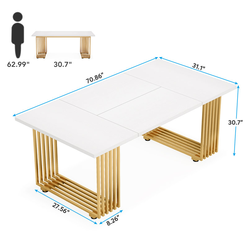 Ewyn Metal Base Executive Desk, White
